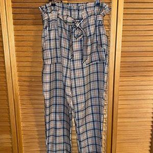 Plaid Paper Bag Pants